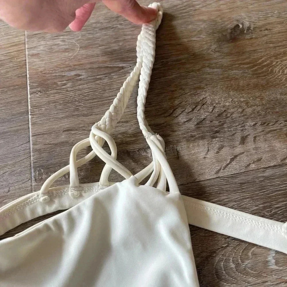 Citrine Women's Bikini Top Size Medium Ivory Braded Straps Swim Beach Pool M - Picture 3 of 5